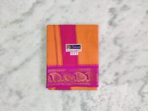 5 Inch Jacquard Light Kavi Colour Dhoti With Towel Set