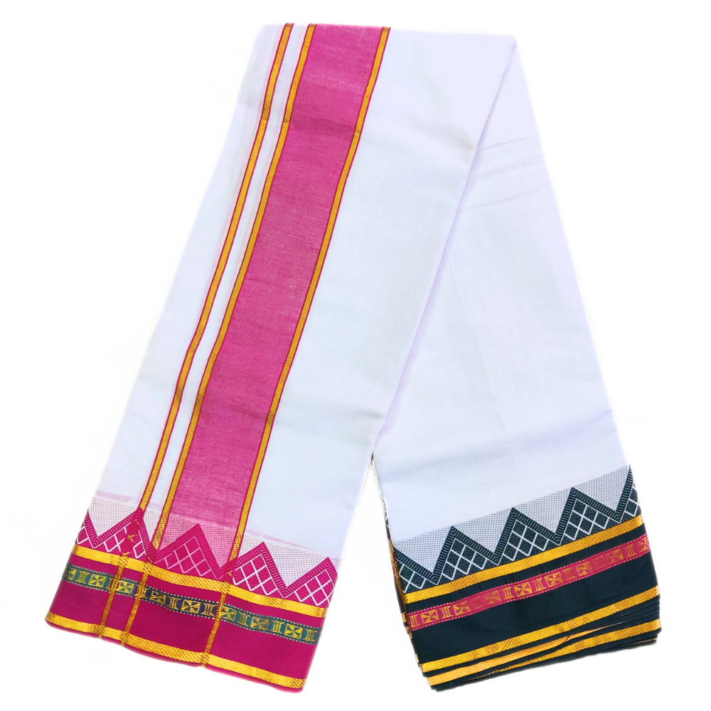 Premium Temple Border Dhoti With Angavastram Set