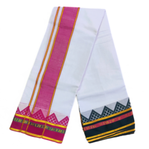 Premium Temple Border Dhoti With Angavastram Set