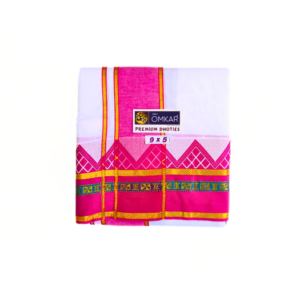 Premium Temple Border Dhoti With Angavastram Set