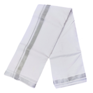 Silver Zarigai Cotton Dhoti Towel Set