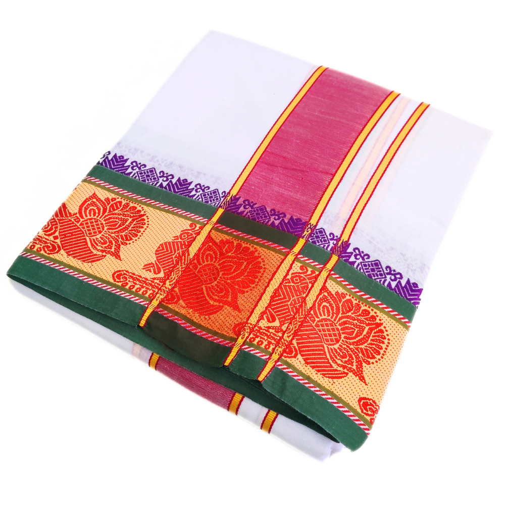 Peacock Design 5 Inch Border Dhoti