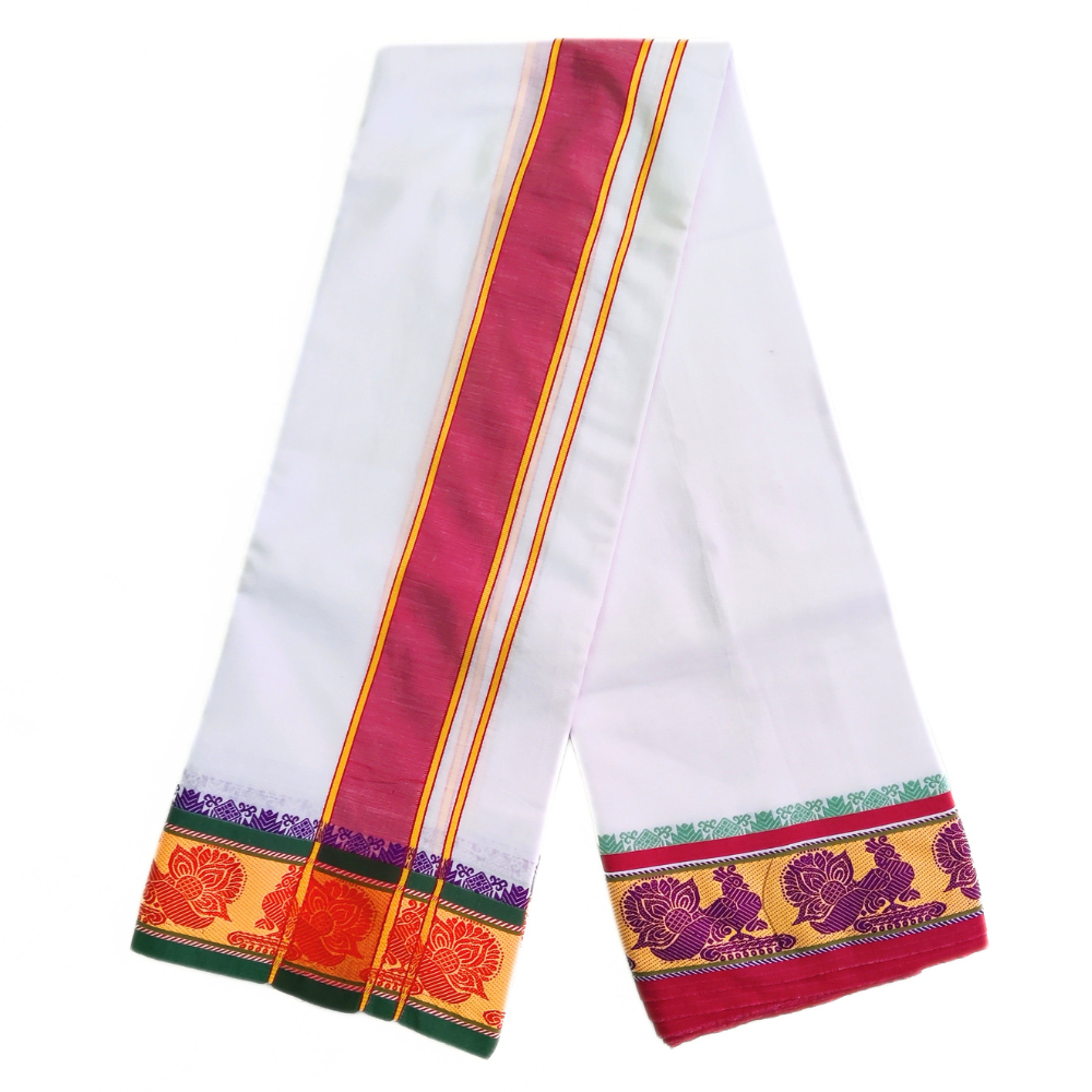 Peacock Design 5 Inch Border Dhoti