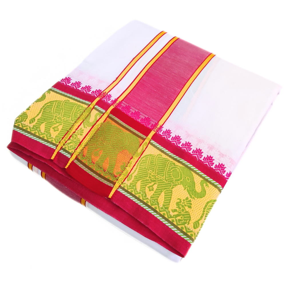 Elephant Design 5 Inch Border Dhoti