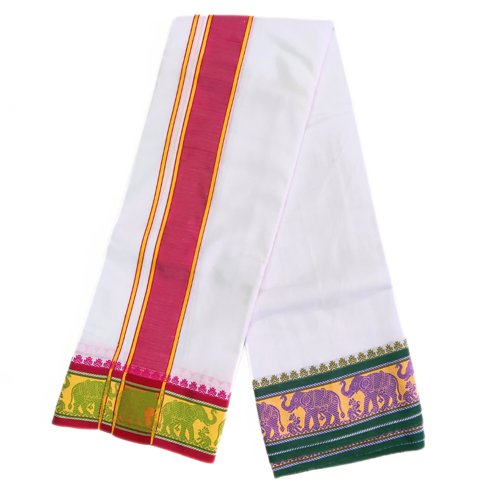 Elephant Design 5 Inch Border Dhoti