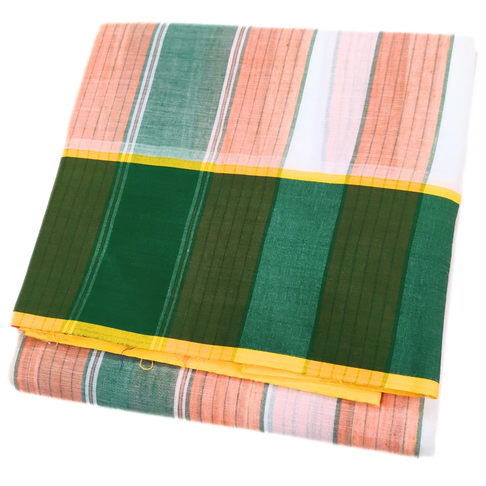 5 Inch Kundanji Border Dhoti Towel Set