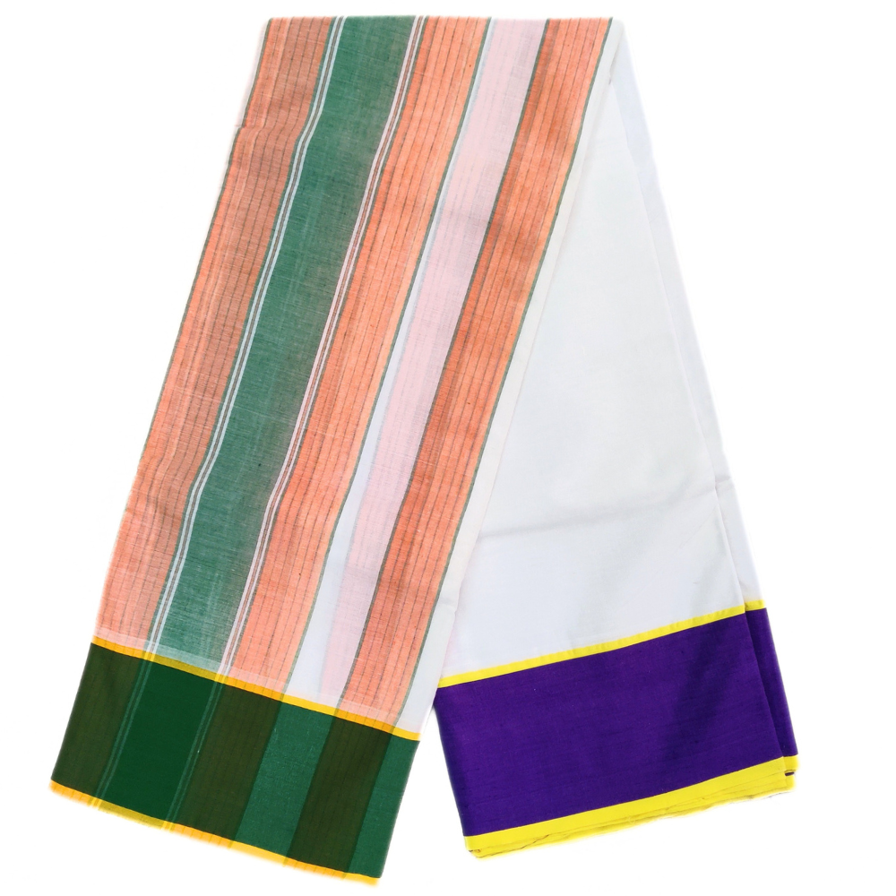 5 Inch Kundanji Border Dhoti Towel Set