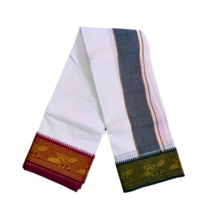 Leaf Design 5 Inch Border Jacquard Dhoti Set