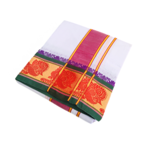 Peacock Design 5 Inch Border Dhoti