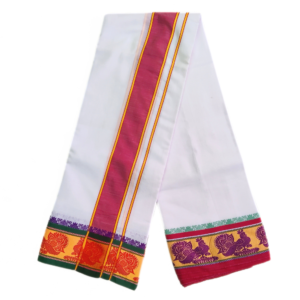 Peacock Design 5 Inch Border Dhoti