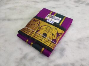 Purple Color Silk Dhoti Towel Set