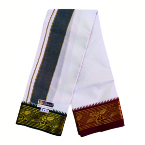 Leaf Design 5 Inch Border Jacquard Dhoti Set