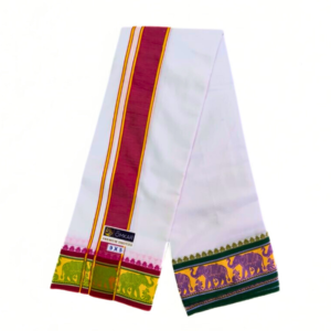 Elephant Design 5 Inch Border Dhoti