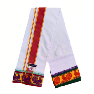 Peacock Design 5 Inch Border Dhoti