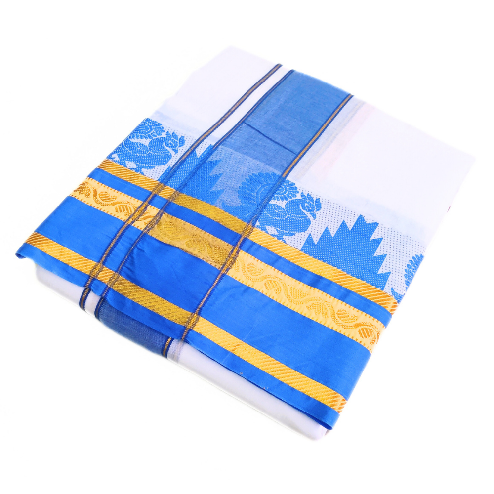 Premium Temple Border Dhoti With Angavastram Set