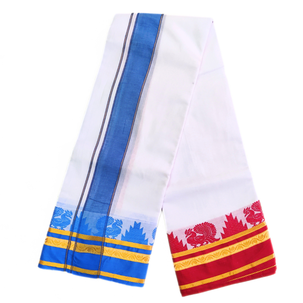 Premium Temple Border Dhoti With Angavastram Set