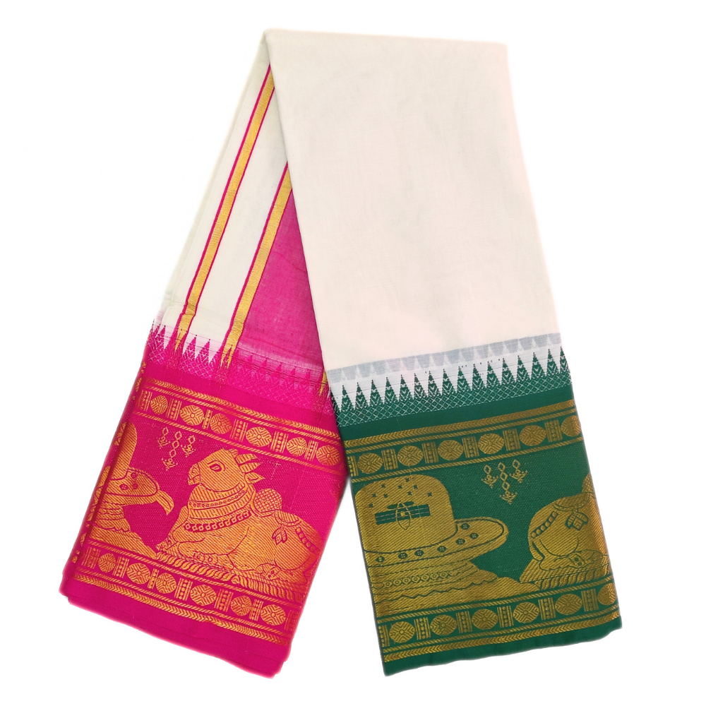 Nandhi Lingam Designed 10 Inch Border Dhoti