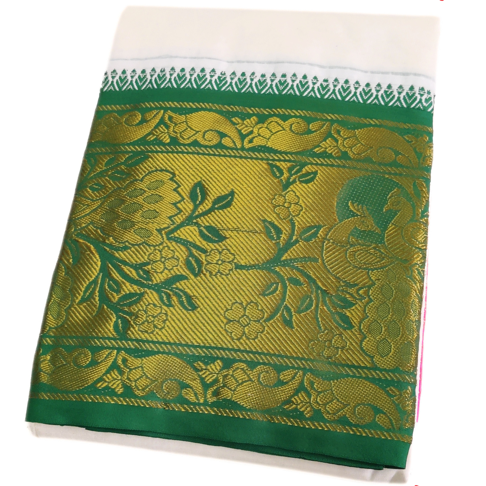 Peacock Designed 10 Inch Border Dhoti