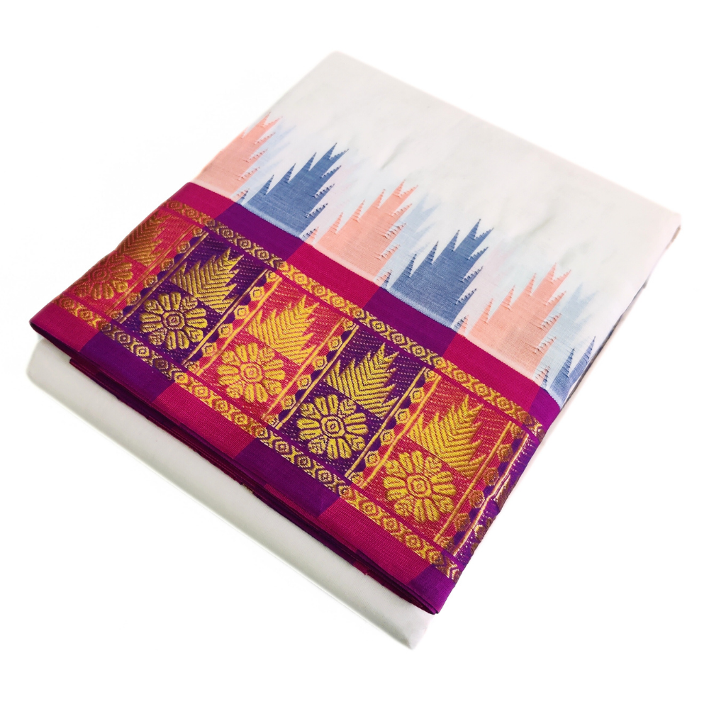 Thalampoo Border Cotton Dhoti Handloom