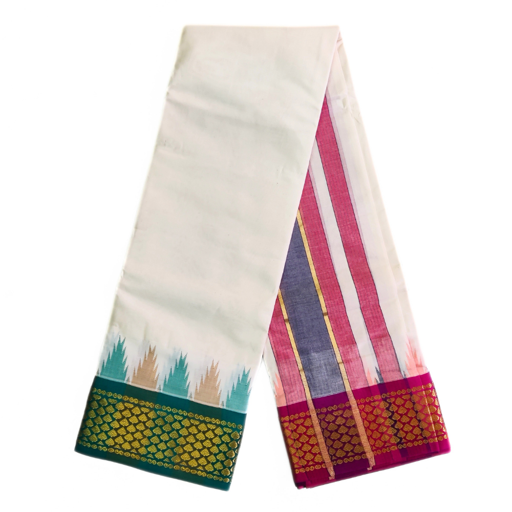 Leaf Designed Temple Border Handloom Dhoti