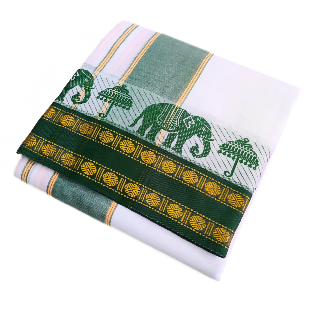 Elephant Designed 6 Inch Jacquard Cotton Dhoti