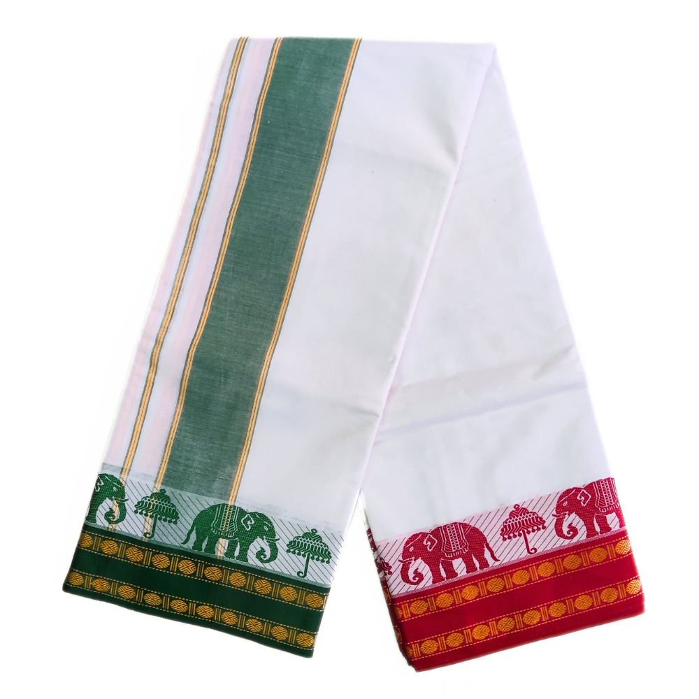 Elephant Designed 6 Inch Jacquard Cotton Dhoti