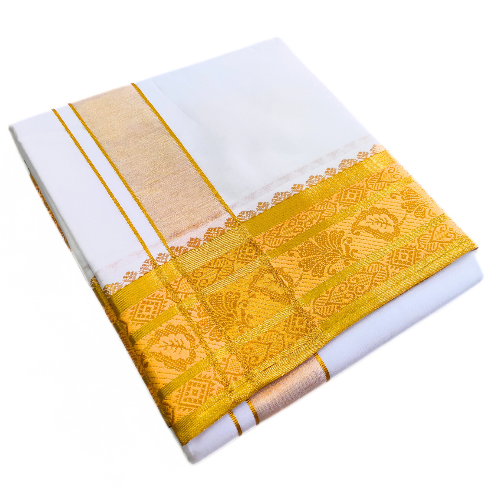 Leaf Design Premium Tissue Border Jacquard Dhoti