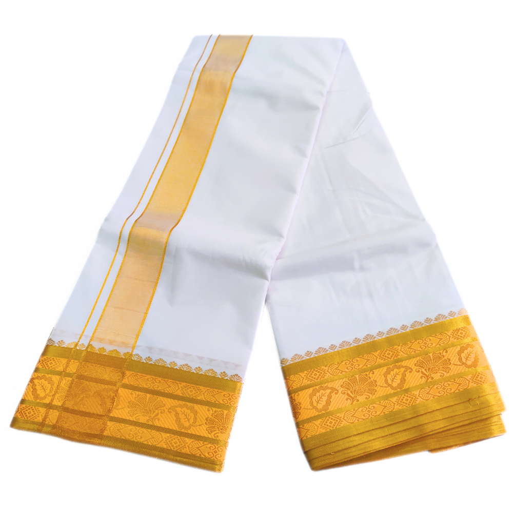 Leaf Design Premium Tissue Border Jacquard Dhoti