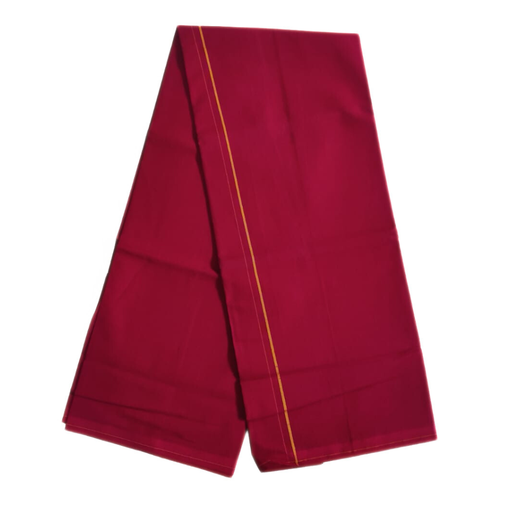 Maroon Color Small Border Cotton Lungi/Dhoti