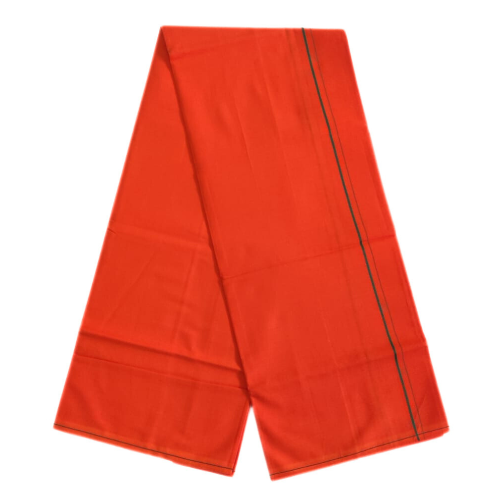 Orange Color Small Border Cotton Lungi/Dhoti