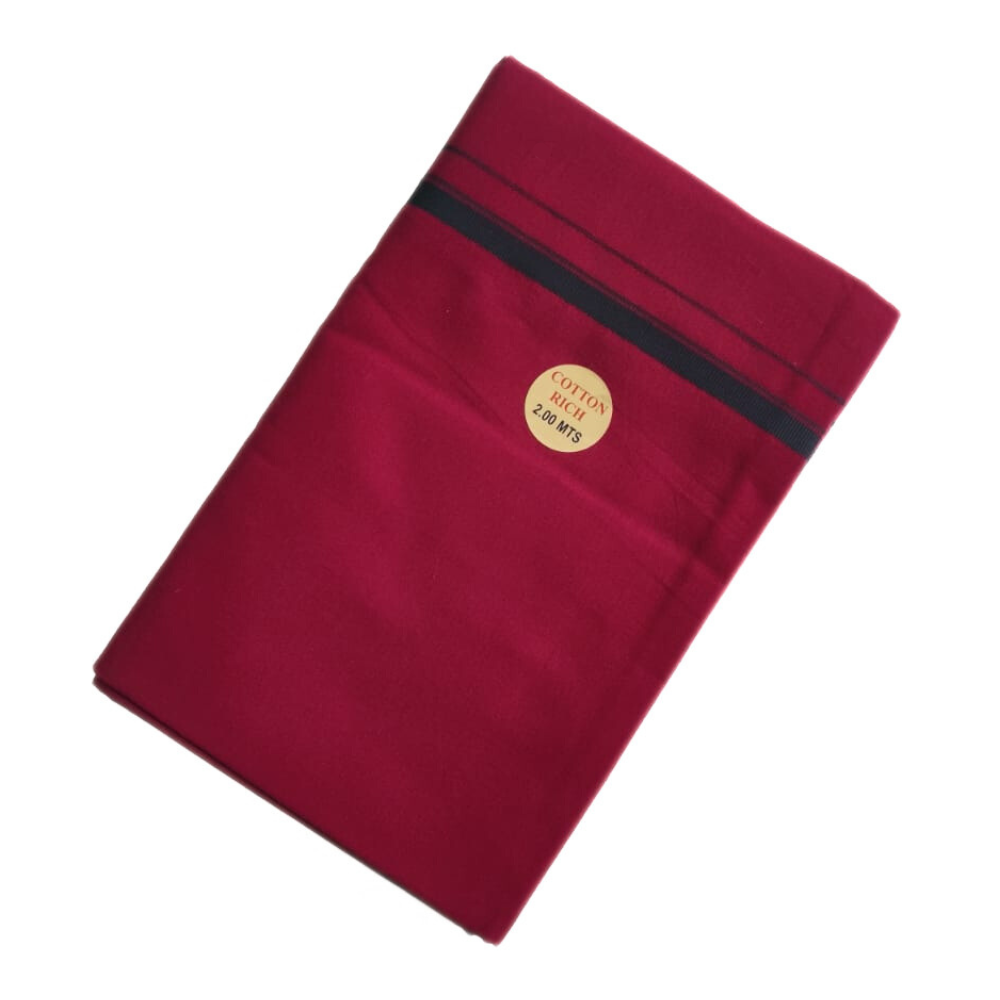 Maroon Color Gundanji Cotton Lungi/Dhoti