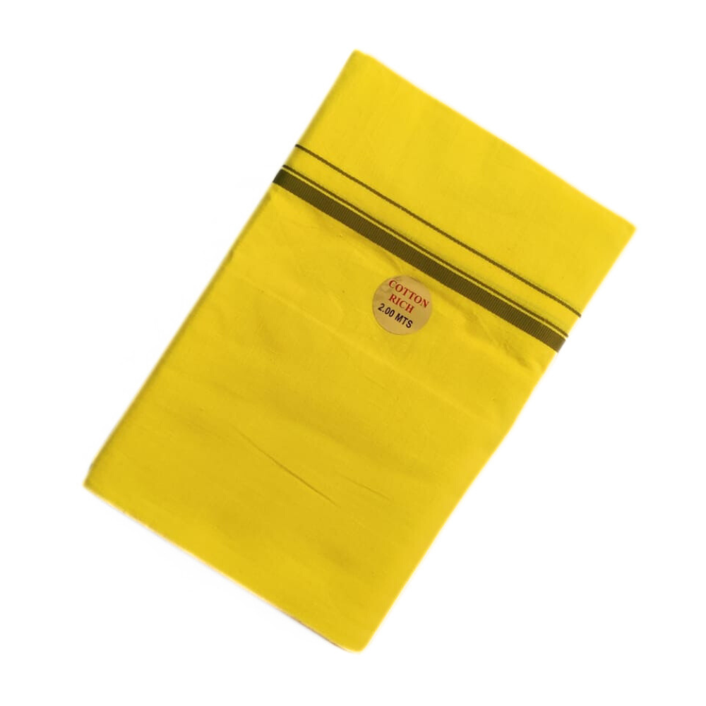 Lemon yellow Color Gundanji Cotton Lungi/Dhoti