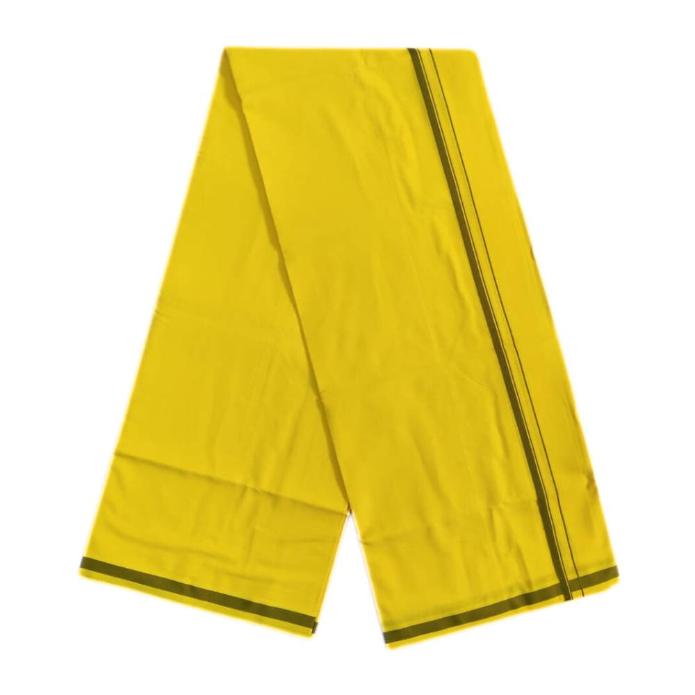 Lemon yellow Color Gundanji Cotton Lungi/Dhoti