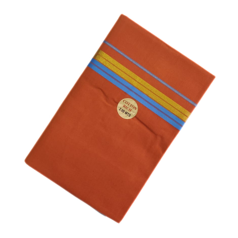 1 Inch Kavi Color kundanji Border Cotton Lungi/Dhoti