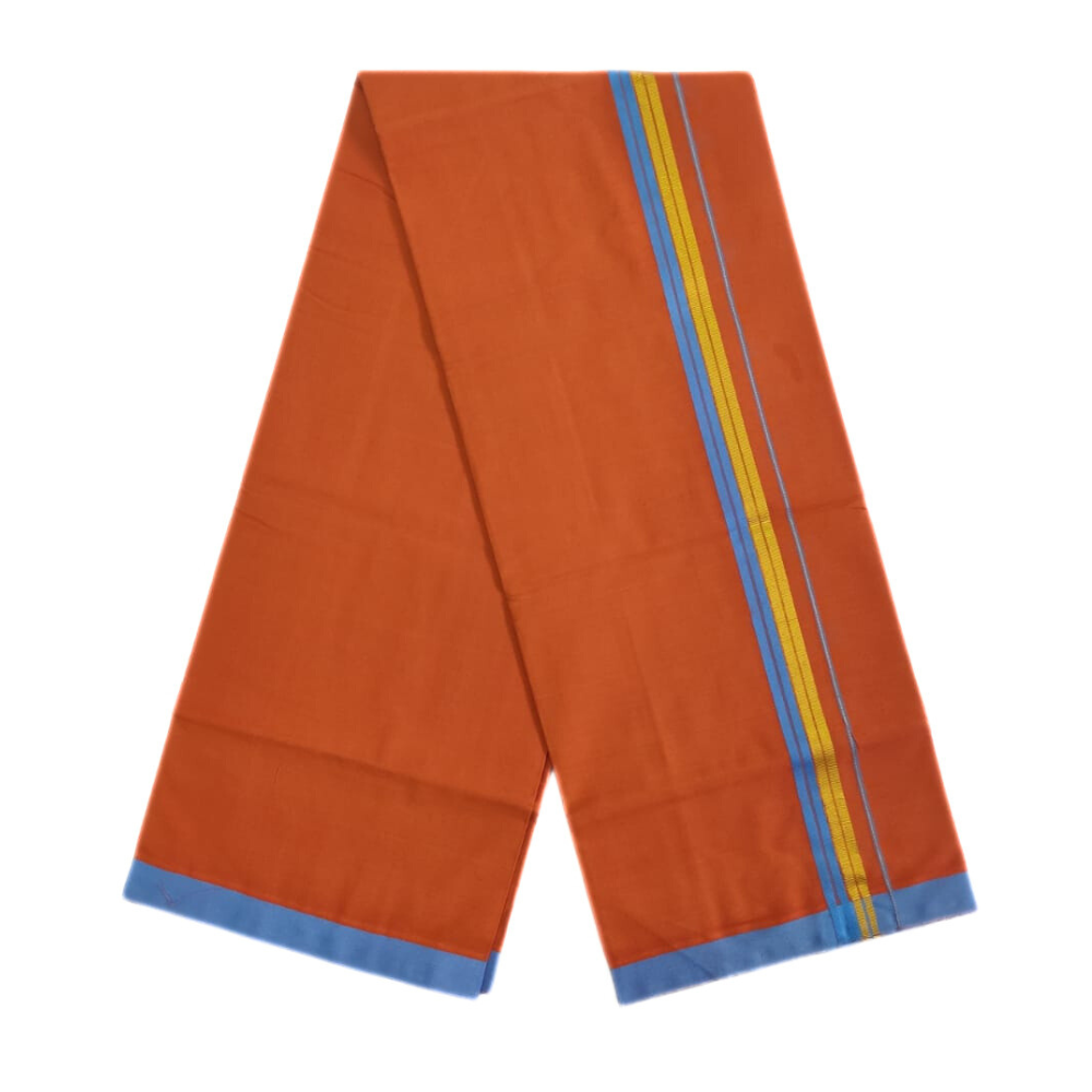 1 Inch Kavi Color kundanji Border Cotton Lungi/Dhoti