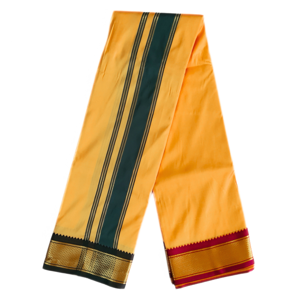 Gold Color Mayilkan Border Silk Dhoti