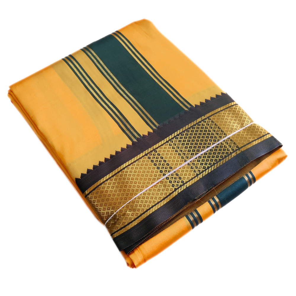 Gold Color Mayilkan Border Silk Dhoti