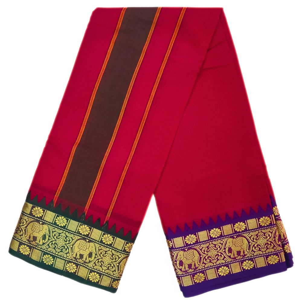 Red Color Pure Cotton Dhoti