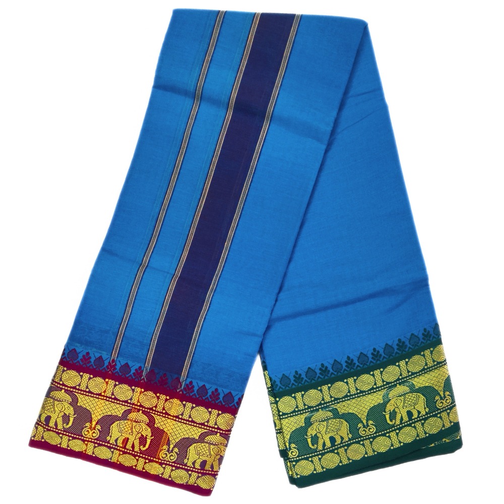 Blue Color Pure Cotton Dhoti