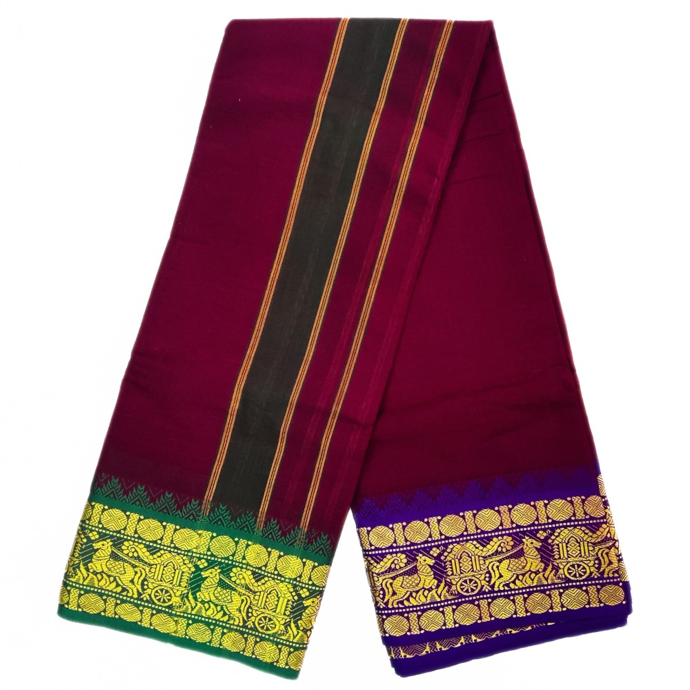 Maroon Color Pure Cotton Dhoti