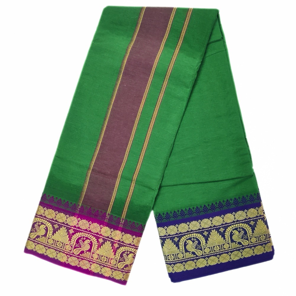 Green Color Pure Cotton Dhoti