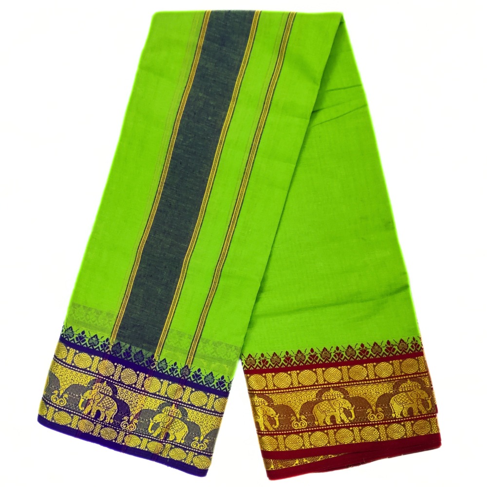 Parrot Green Color Pure Cotton Dhoti