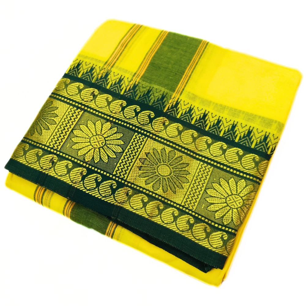 Lemon Yellow Color Pure Cotton Dhoti