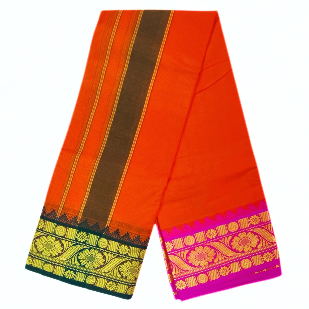 Orange Color Pure Cotton Dhoti