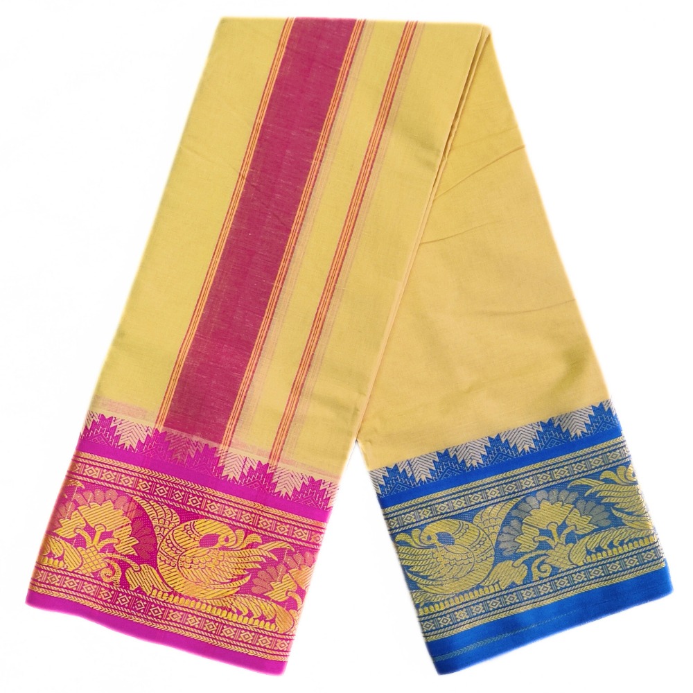 Sandal Colour Pure Cotton Dhoti With Angavastram Set