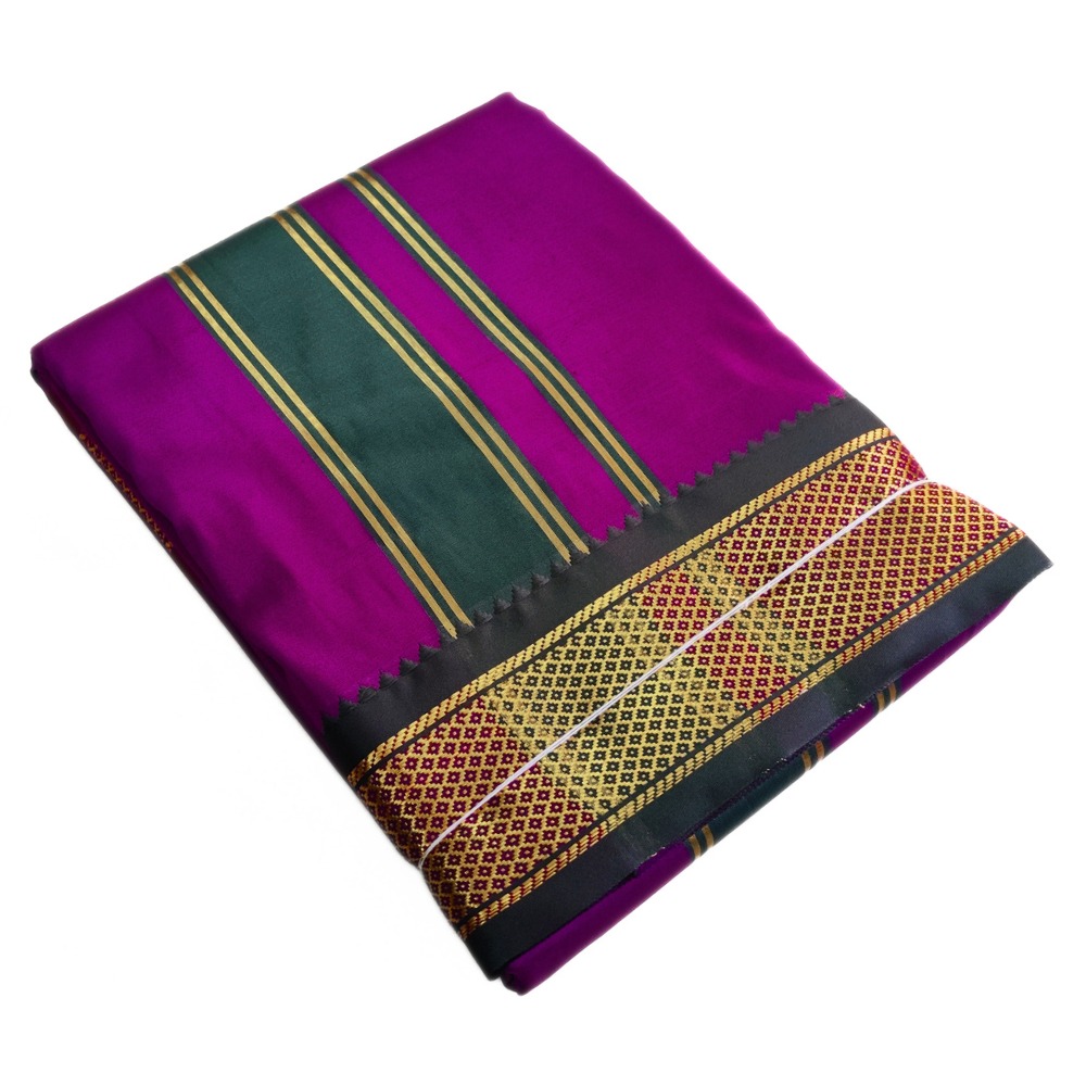 Deep violet Color Mayilkan Border Silk Dhoti