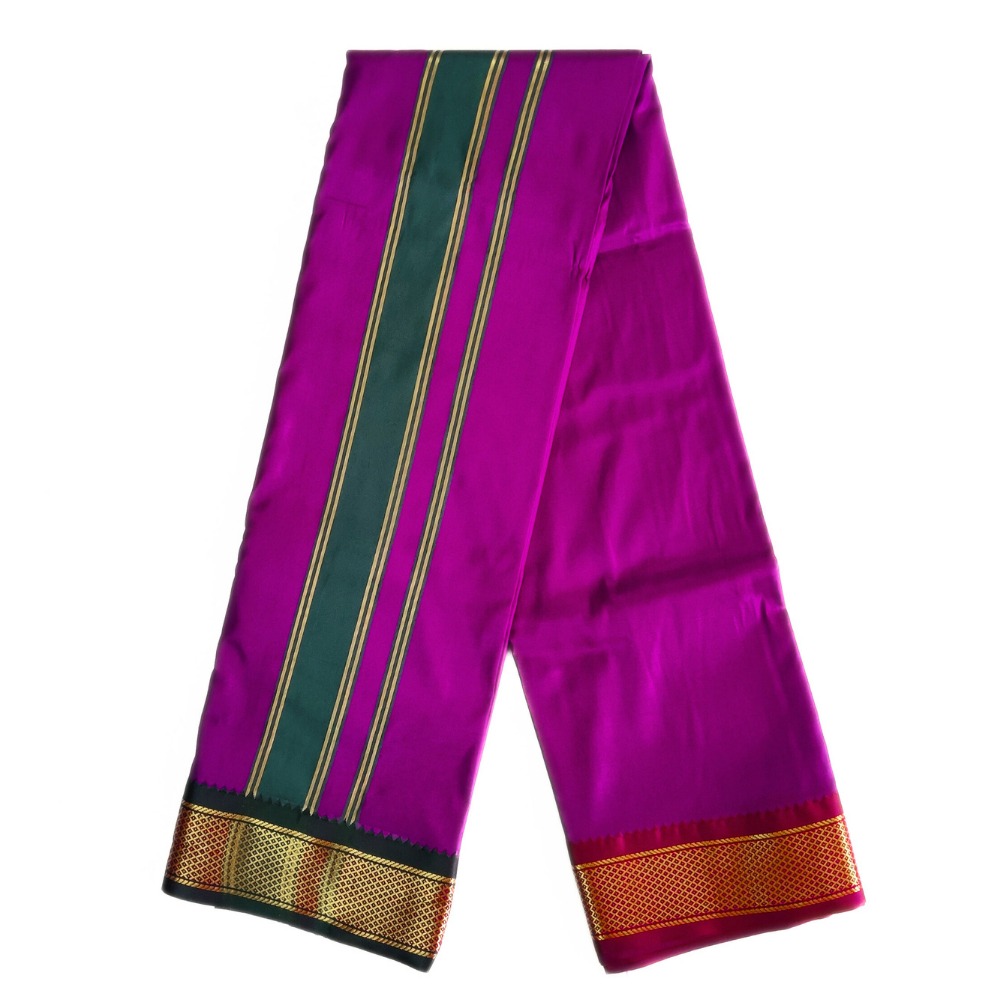 Deep violet Color Mayilkan Border Silk Dhoti