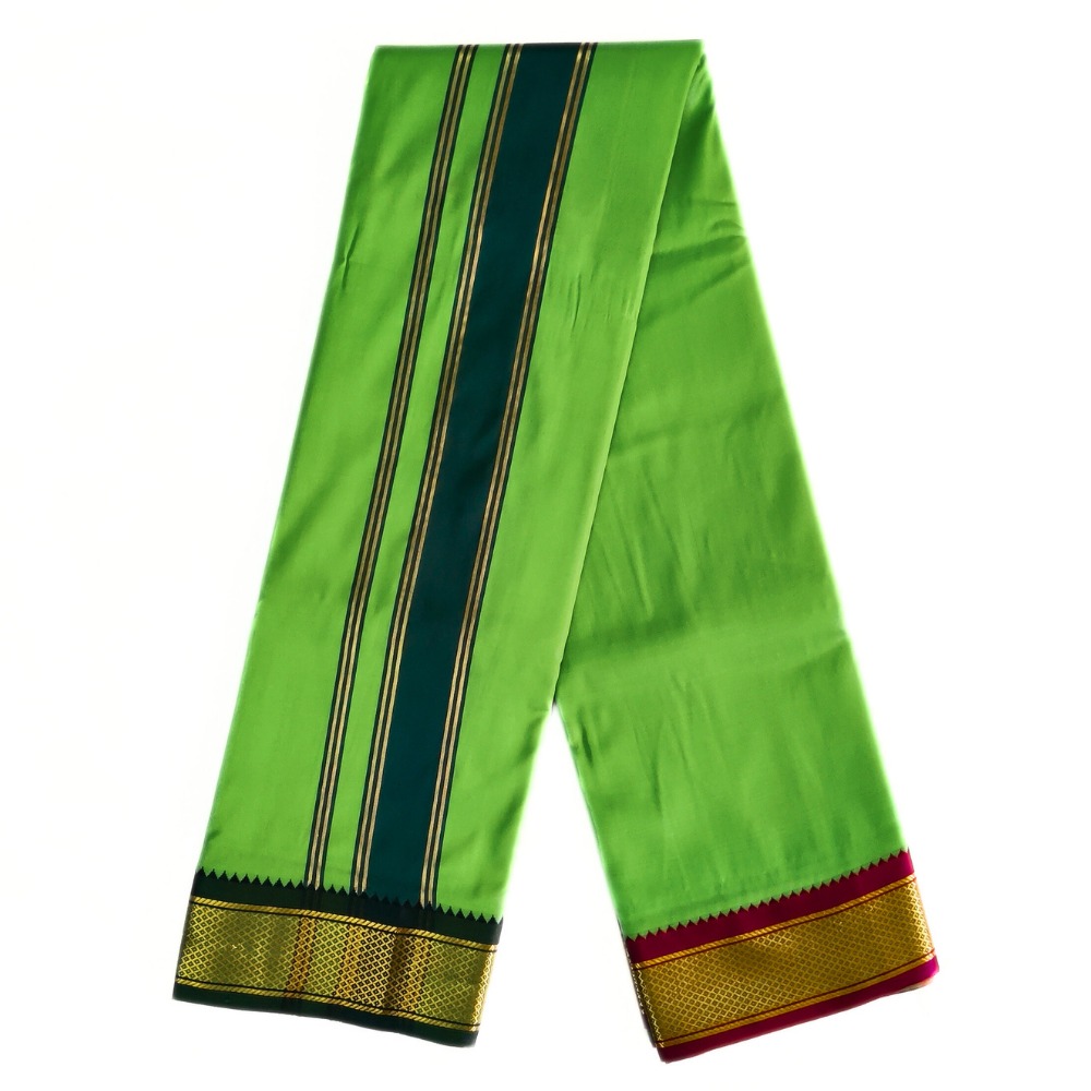 Parrot Green Color Mayilkan Border Silk Dhoti