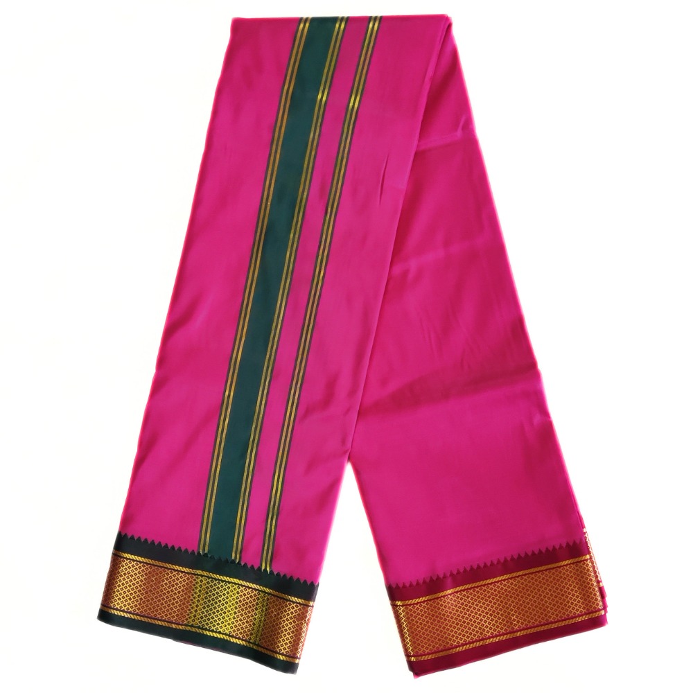 Pink Color Mayilkan Border Silk Dhoti