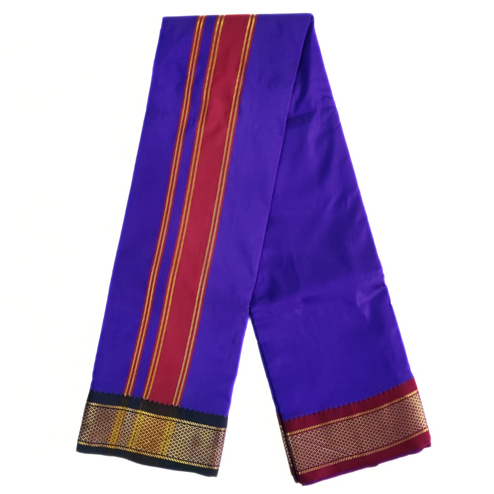 Violet Color Mayilkan Border Silk Dhoti